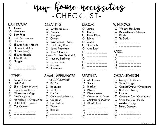 a printable checklist with the words,'my home necessities - checklist '