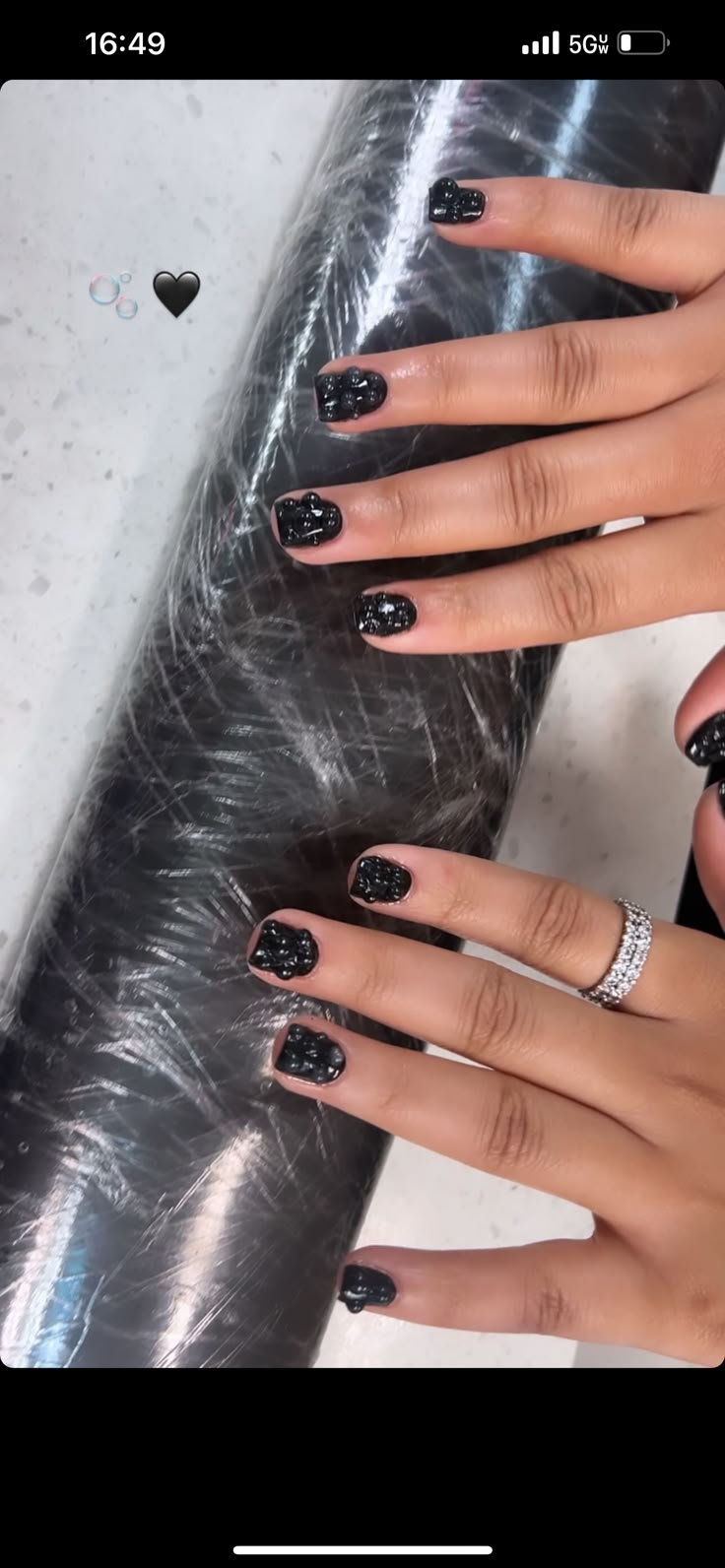 Black Short Set Nails, Black Short Nails With Design, Black Short Halloween Nails, Black Overlay Nails, Black Short Acrylic Nails Square, Black Shorties Nails, Cute Short Black Nails, Short Square Black Nails, Black Short Nails Ideas