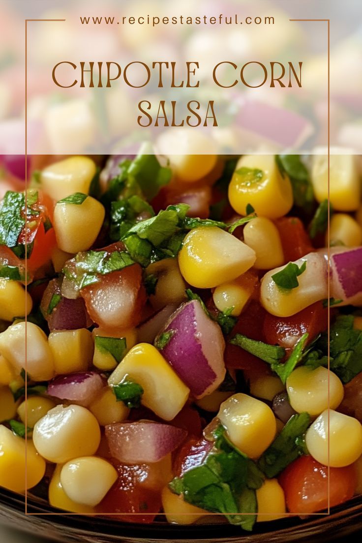 corn salad with cilantro, red onion and parsley in a brown bowl