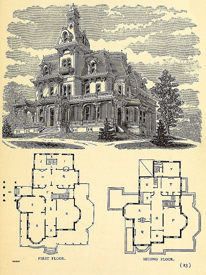 an old house is shown with plans for the first floor and second story in it