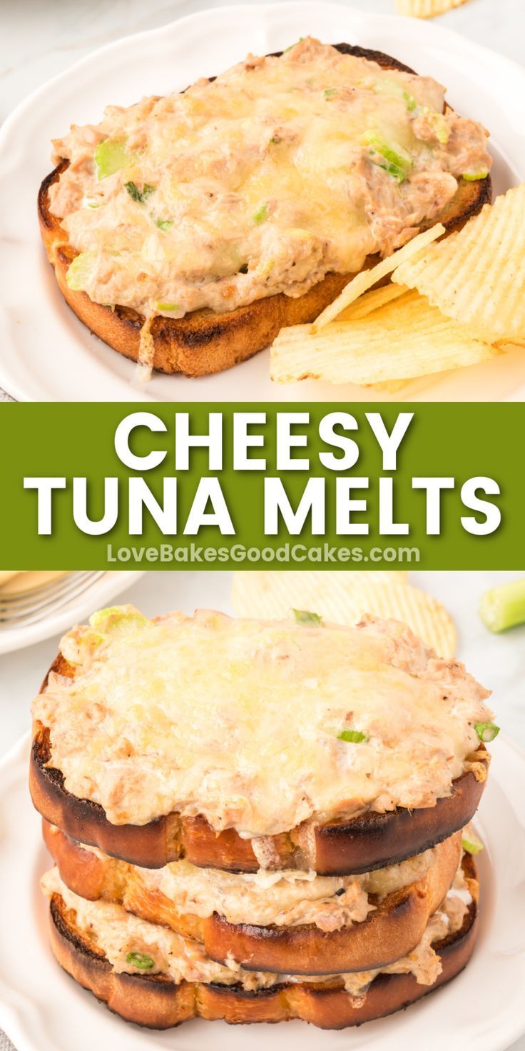 cheesy tuna melts pin collage Baked Tuna Melt Sandwich, Chaffle Tuna Melt, Tunamelt Sandwich Recipe, Tuna Melts Recipe, Hot Tuna Sandwich, Tuna Melts In The Oven, Grilled Tuna Sandwich, Tuna Melt Sandwich, Tuna Melt Recipe