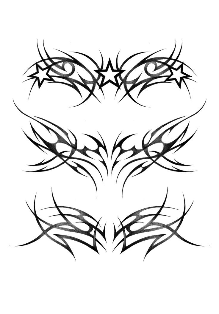 an abstract tattoo design in black and white with stars on the top, bottom and bottom