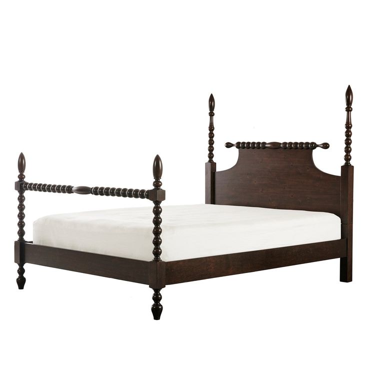 Gracie Mills Hebert Traditional Rolling Pin Turned Post Bed - GRACE-6976 Image 1 Turned Post Bed, Post Bed, Low Profile Bed, Brown Bed, Four Poster Bed, Traditional Bed, Rolling Pins, Four Poster, Poster Bed