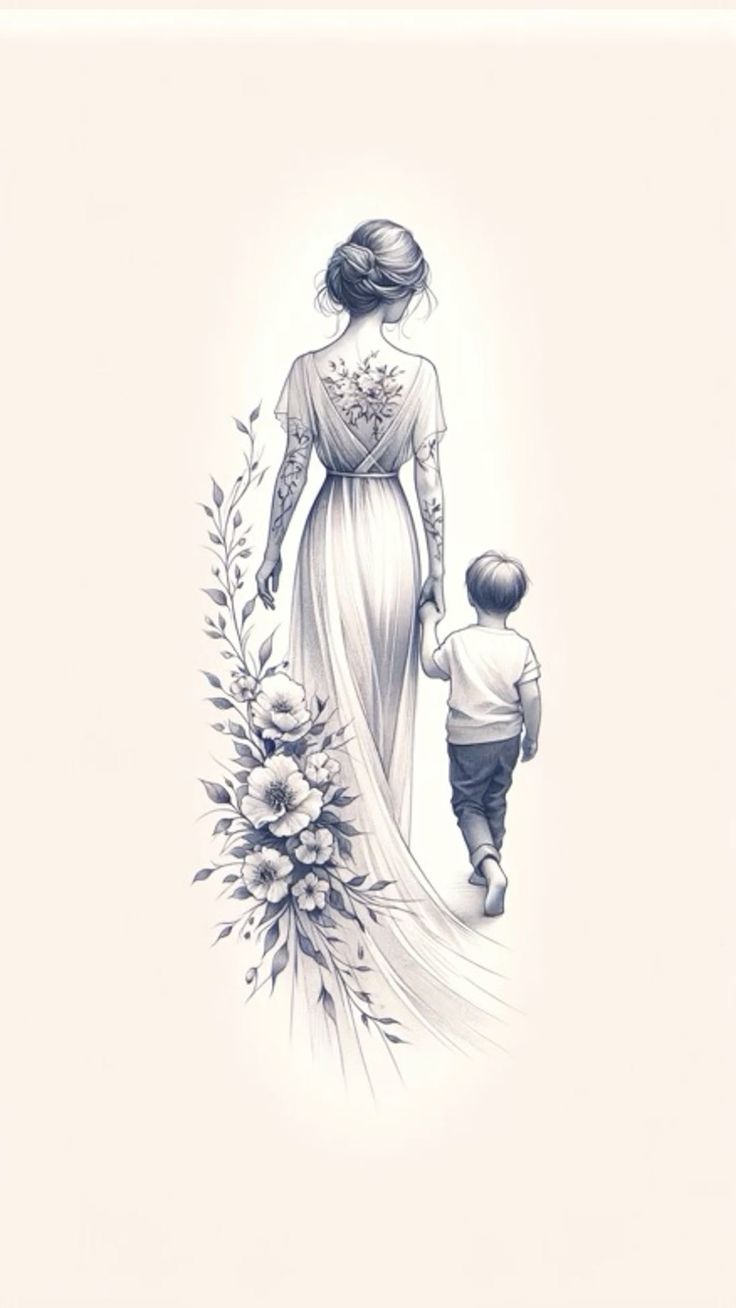 Mother And Son Tattoo Design, Mother Son Tattoo, Mother And Son Tattoo, Mom Son Tattoo, Mutterschaft Tattoos, Kind Tattoo, Baby Angel Tattoo, Mother Tattoos For Children, Mother Son Tattoos