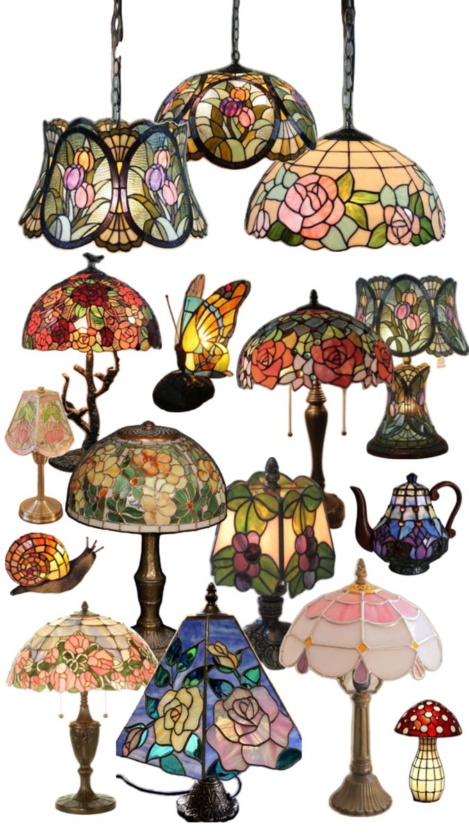 many different colored lamps hanging from the ceiling