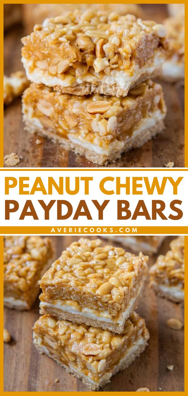 peanut butter and oatmeal chew bars are stacked on top of each other