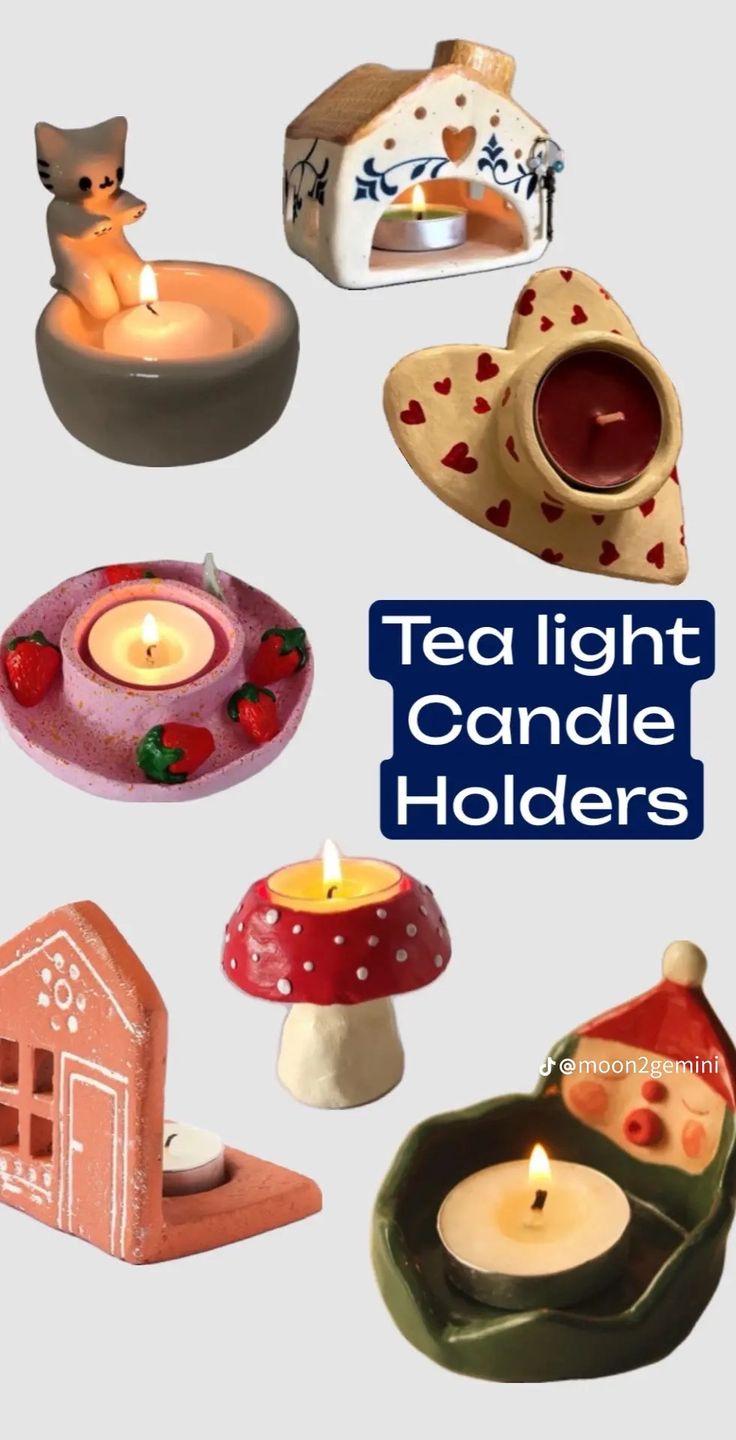 tea light candle holders with candles in them