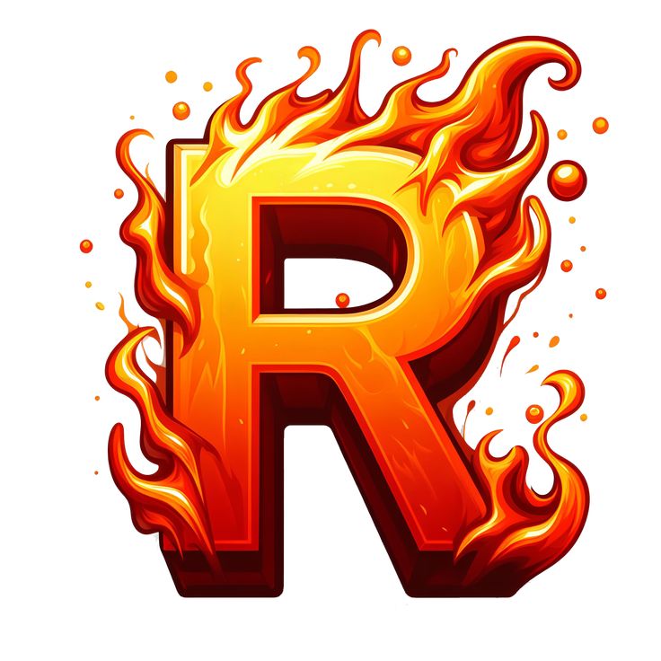 the letter r is made up of fire