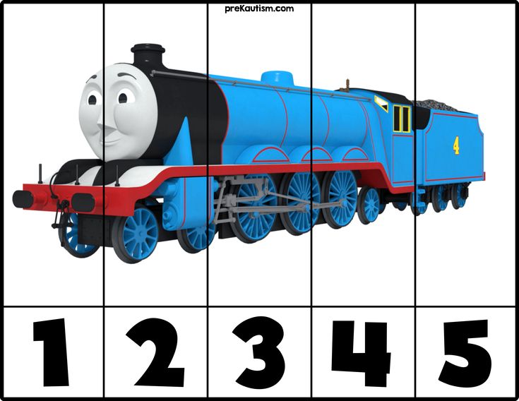 thomas the tank engine is shown with numbers to match it's color and size