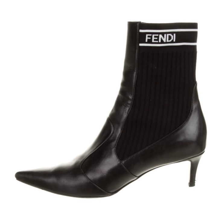 Size 10 Fendi Black Sock Boots Heel 2” (Size It 40) Fendi Ankle Boots, Fendi Force Boots, Fendi Sock Boots, Fendi Black Boots, Fendi Snow Boots, Fendi Socks, Black Sock Boots, Fendi Boots, Fendi Shoes