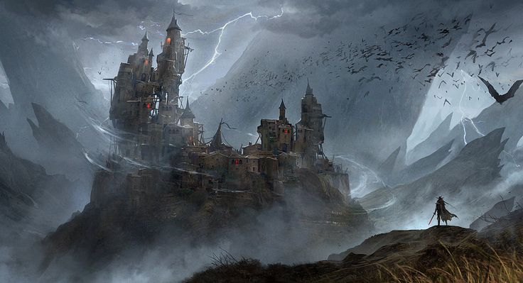 a castle in the middle of a storm