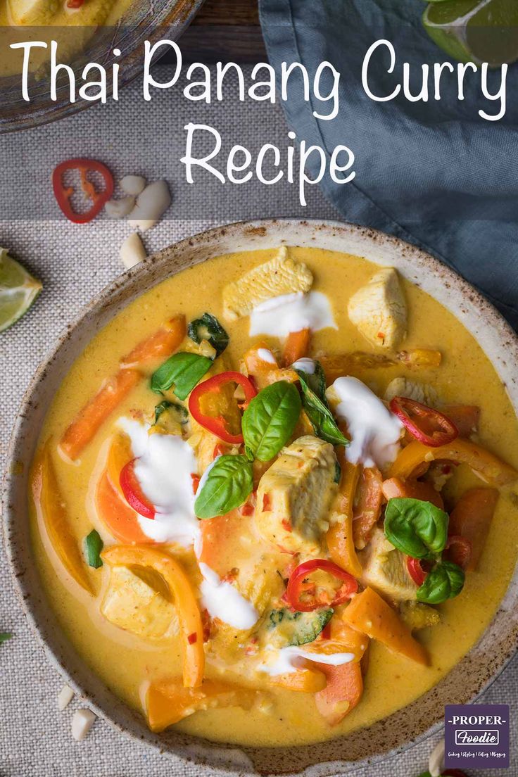 thai curry recipe in a bowl with the title above it