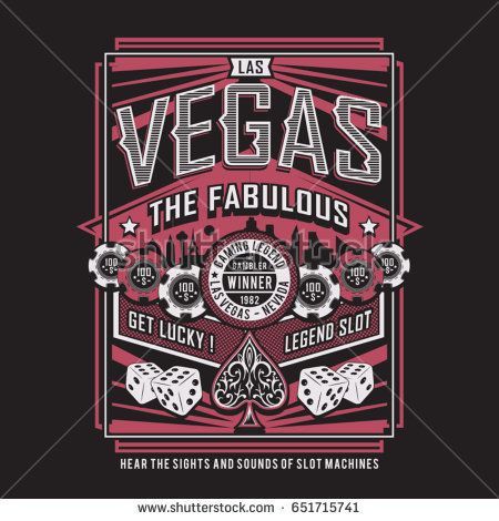 las vegas the fabulous casino logo with dices and gambling symbols in red on black background