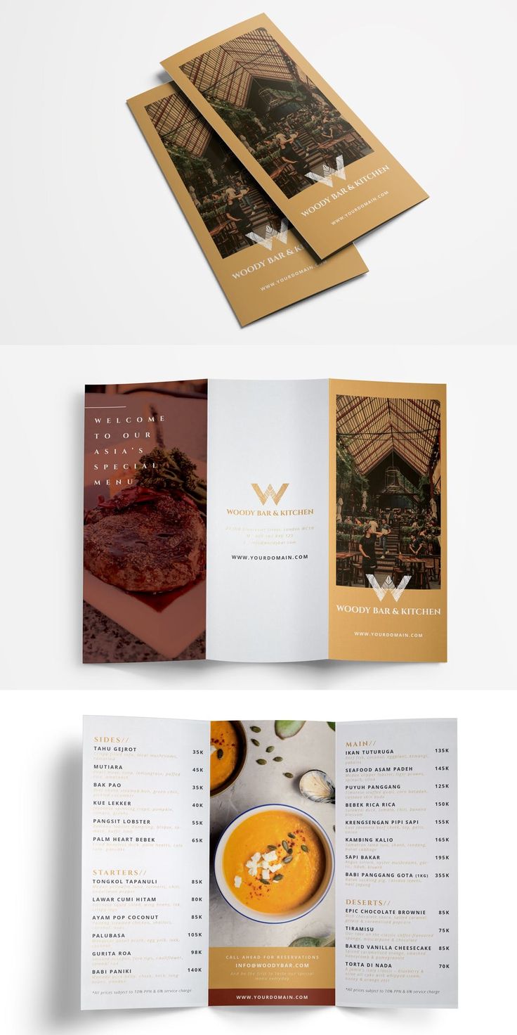 an open brochure with photos and text on the front, inside and out