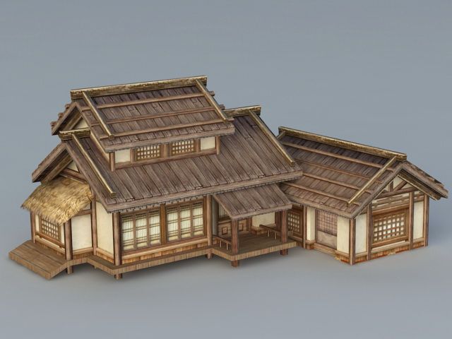 Old Japanese House 3d model 3ds Max files free download - modeling 40462 on CadNav Japanese House Reference, Japanese Style Mc House, Old Style Houses, Japanese Mc House, Japanese Home Sims 4, Japanese House Layout, Traditional Japanese House Sims 4, Japan Old House, Japanese House Exterior