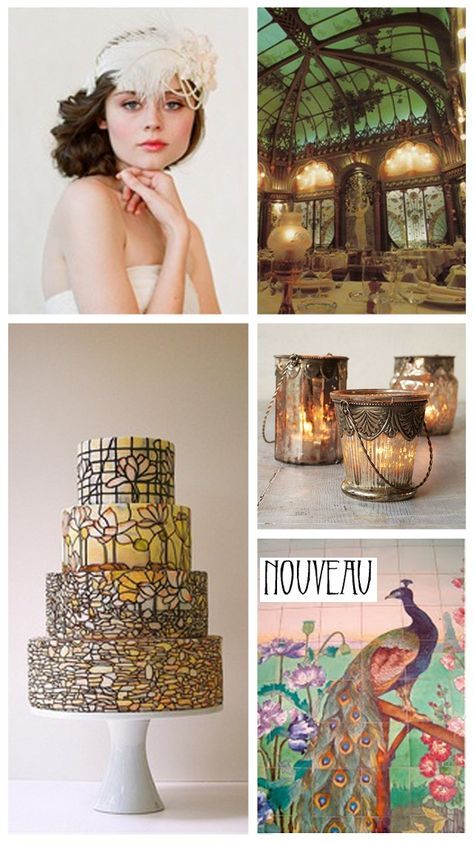 a collage of photos with peacocks, candles and chandeliers in them