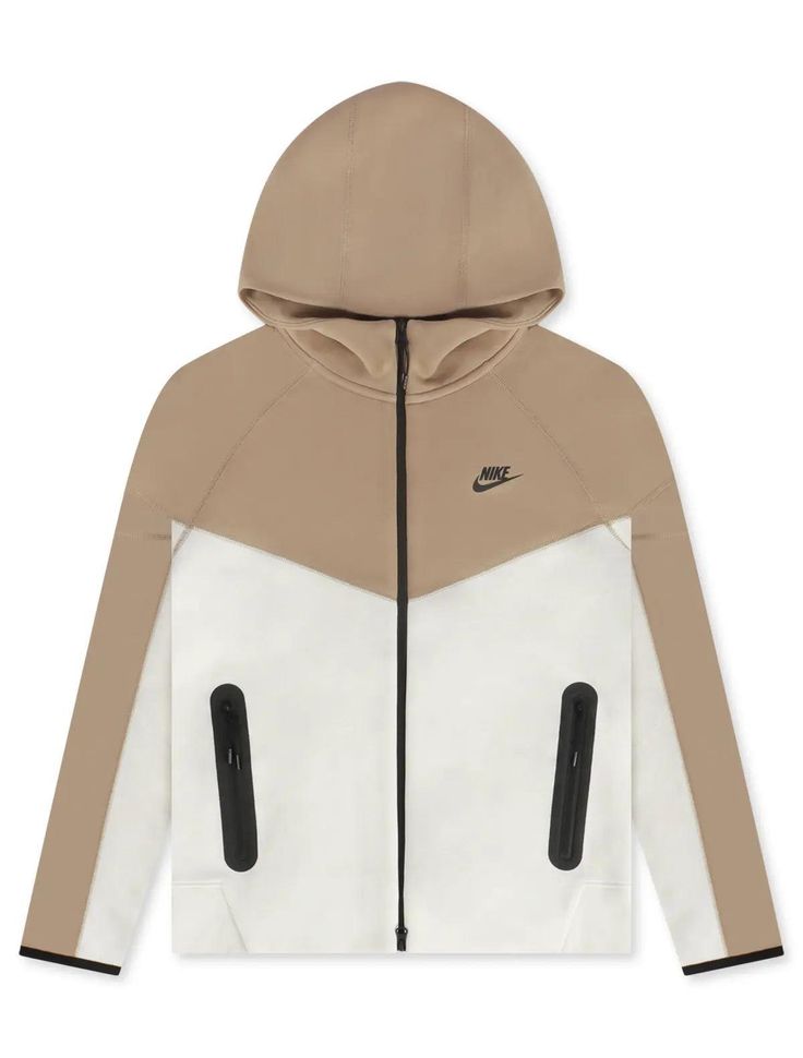 NIKE SPORTSWEAR TECH FLEECE HOODIE - BEIGE/WHITE NIKE Nike Tech Fleece Hoodie, All Jordans, Tech Fleece Hoodie, Nike Sportswear Tech Fleece, Windrunner Jacket, Iconic Looks, Nike Tech Fleece, Nike Tech, Tech Fleece