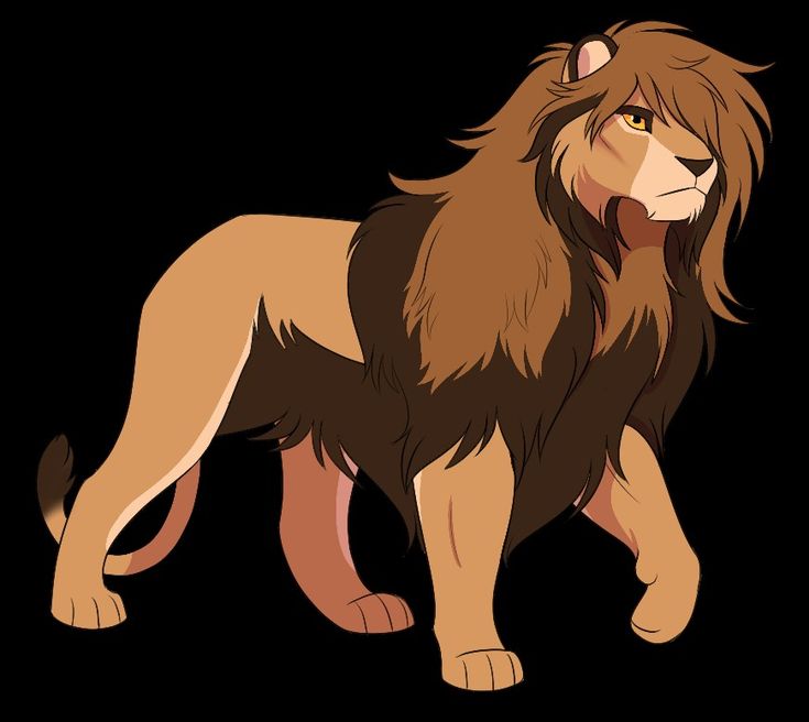 a cartoon lion standing in the dark with its head turned to look like it's looking