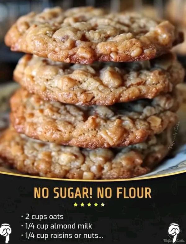 three cookies stacked on top of each other with the caption no sugar no flour