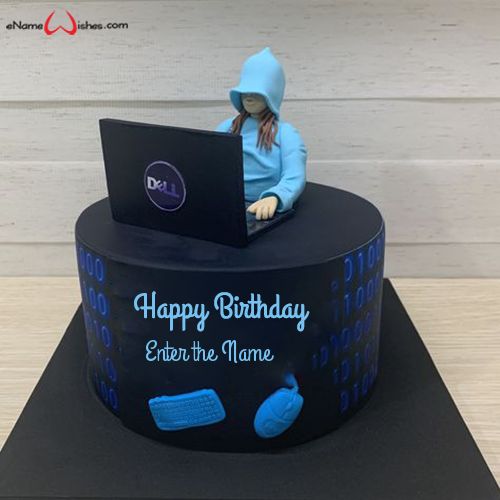 Birthday Cake for Computer Programmer with Name - eNameWishes Cake For Software Engineer, Programmer Cake Birthday, Cake For Programmer, Birthday Cake Technology Theme, Computer Science Cake, Computer Coding Cake Ideas, Computer Birthday Cake For Men, Cake For Engineer Birthday, Computer Cake Ideas For Men