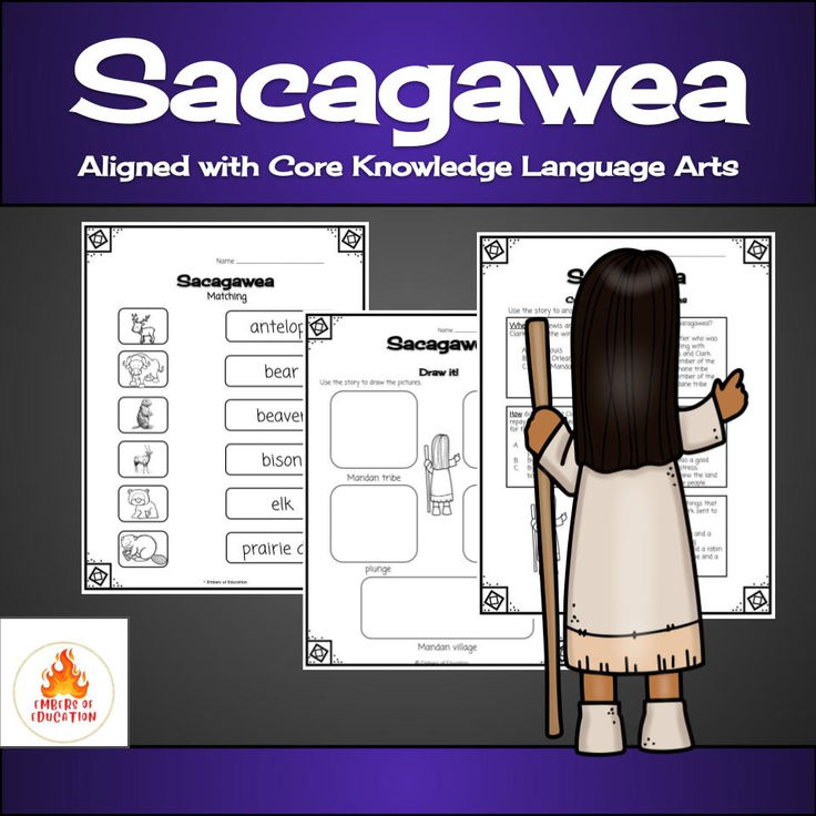 a girl holding a baseball bat next to a poster with the words sacagwea