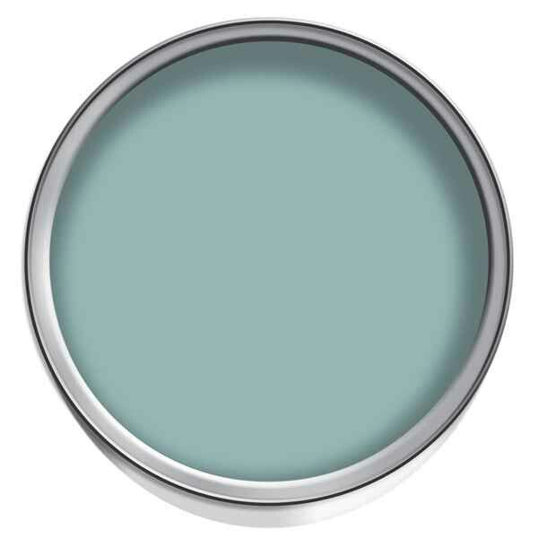 a light blue paint in a round tin