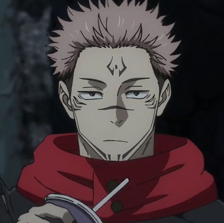 an anime character with white hair and blue eyes wearing a red hoodie looking at the camera