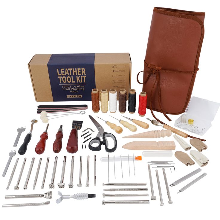 the leather tool kit is packed with tools to make it easier for someone to use