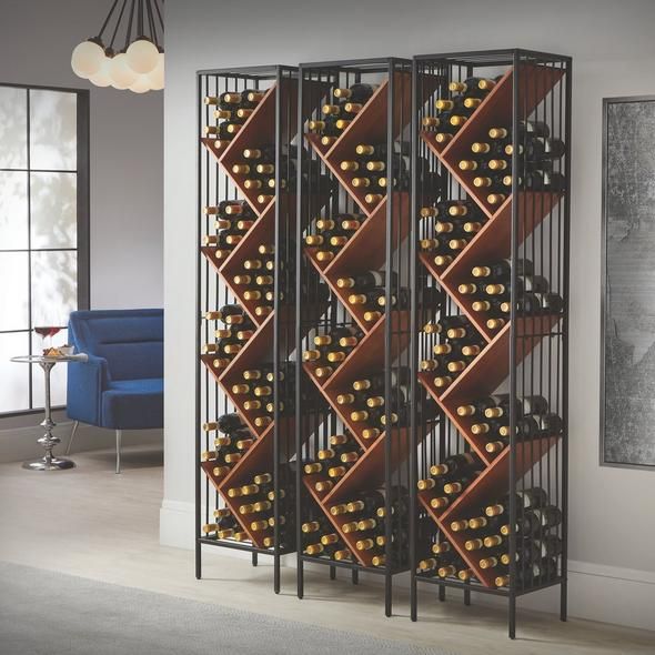 a wine rack filled with lots of bottles