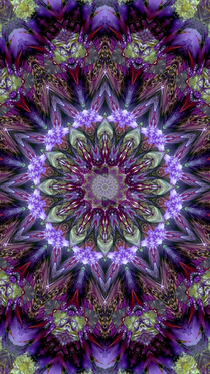 an abstract kaleite design with purple and green colors