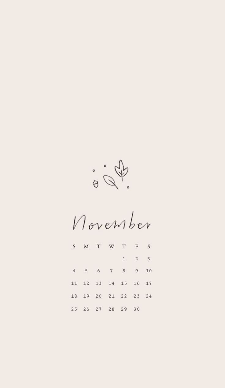 the november calendar is shown in black and white, with an image of a flower on it