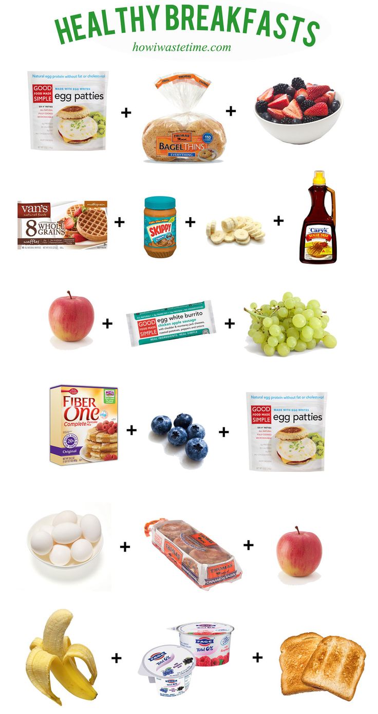 an image of healthy breakfast foods with the words healthy breakfasts on top and below it