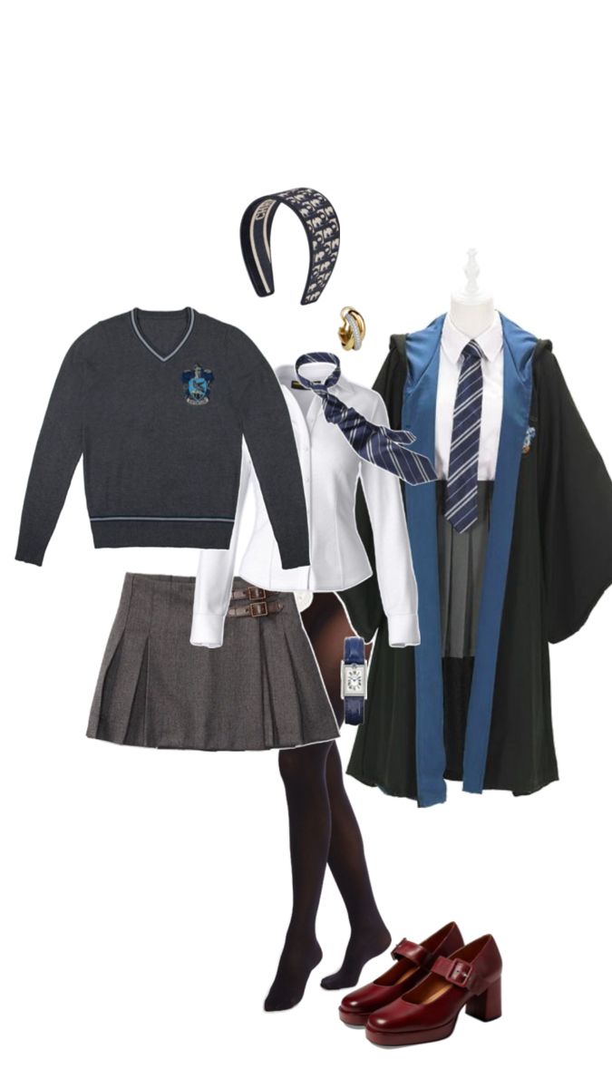 an image of some clothes and shoes on the white background with text that says it's okay to dress up for school