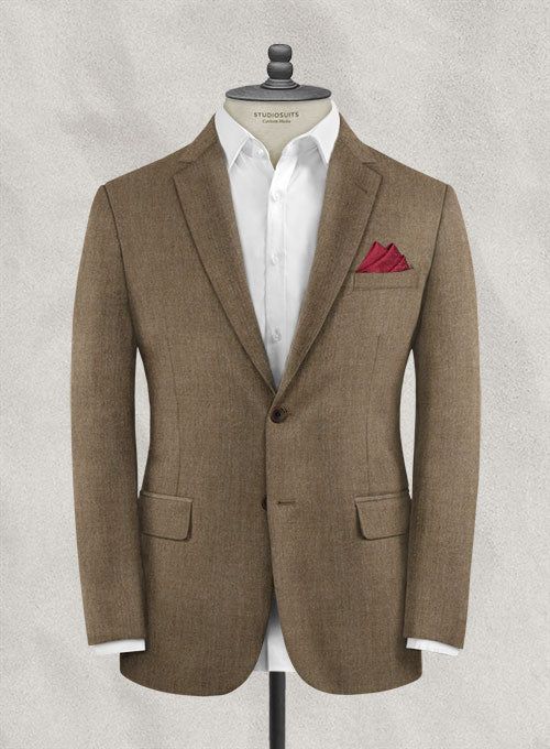 Woven from wool cashmere, our Italian Wool Cashmere Taupe Beige Jacket offers sumptuous softness and cozy warmth year round. The super 100s Beige jacket is a great choice for both formal and casual looks, so you'll be sure to have a stylish outfit option whenever you attend a special occasion. 
 
 Look features a 2 button jacket with notch lapels, real horn brown buttons, single vent and two cuff buttons.  You can change the look during customization if required. 
 Lining: Viscose; Dry Clean. Timeless Long Sleeve Tweed Jacket With Pockets, Timeless Semi-formal Tweed Jacket With Long Sleeves, Timeless Long Sleeve Sport Coat With Pockets, Timeless Tweed Jacket With Long Sleeves And Welt Pockets, Beige Tweed Jacket With Lapel Collar For Semi-formal Occasions, Luxury Long Sleeve Tweed Blazer, Timeless Single Breasted Sport Coat With Long Sleeves, Timeless Tailored Long Sleeve Sport Coat, Timeless Single-breasted Long Sleeve Sport Coat