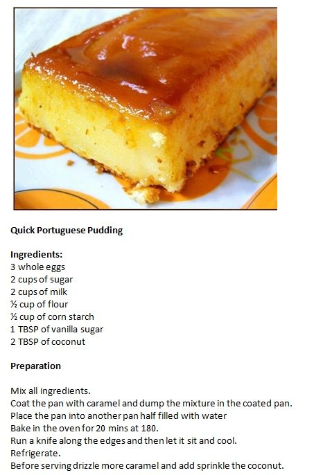 a recipe for caramel pudding with instructions on how to bake it in the oven