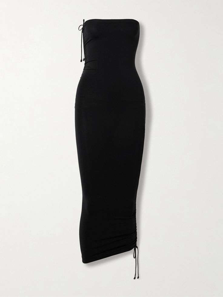 Wolford's dress is detailed with cinching ties at the strapless neckline and hem that can be adjusted to create your preferred amount of ruching. It's made from stretch-jersey for a close, figure-hugging fit. Accessorize with understated heels and a clutch. Black Tie Cocktail Dress, Accessorizing Dresses, Black Strapless Midi Dress, Tube Midi Dress, Maje Dress, Lace Panel Dress, Tory Burch Dress, Grey Midi Dress, Strapless Midi Dress