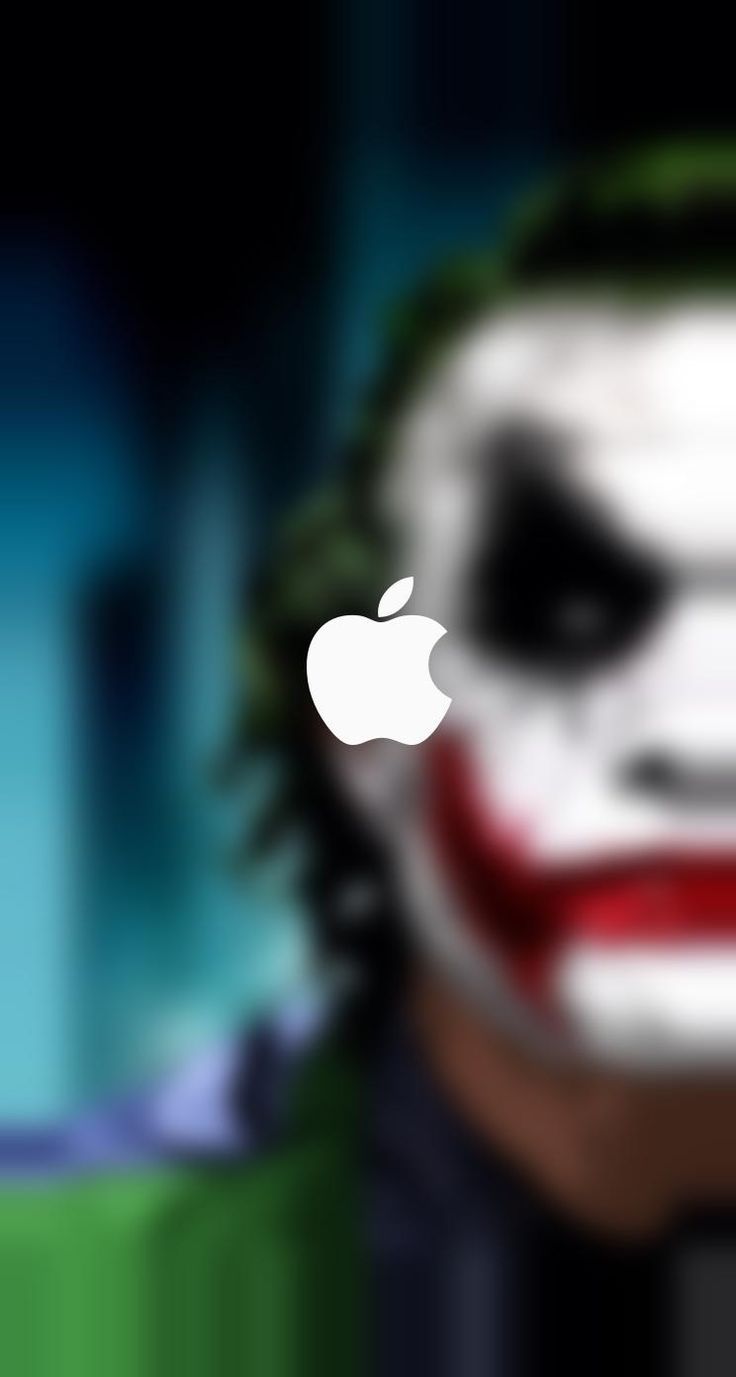 an apple logo with the joker face painted on it