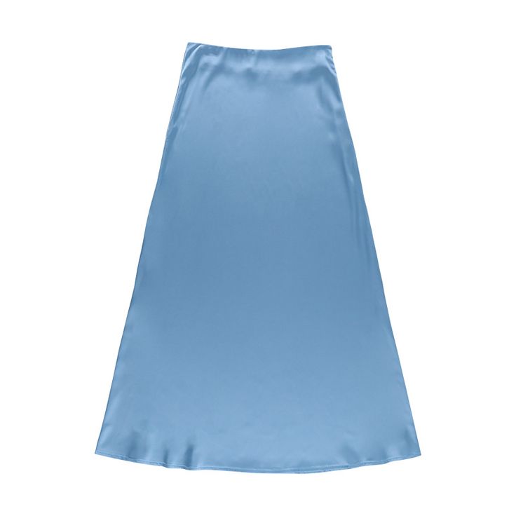 This Icy Blue Silk Skirt is here to keep you stylish. The icy blue hue will go with any top, while the lightweight texture and flowy fabric will keep you feeling cool. Wear it to work or on a date night with cute boots, this skirt is your one-stop-shop for all of your wardrobe needs. Elegant Blue Flowy Mini Skirt, Long Skirt Satin, Pink Long Skirt, Blue Silk Skirt, Satin Long Skirt, Boat Dress, Fashion Draping, Long Wrap Skirt, Open Dress