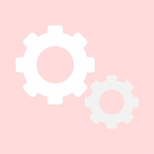 two white gears on a pink background