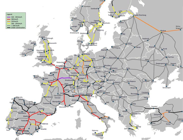 a map showing the major roads in europe