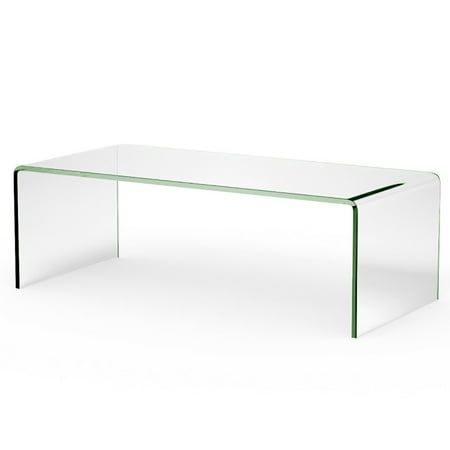 a glass table with a green edge on a white background in the shape of a rectangle