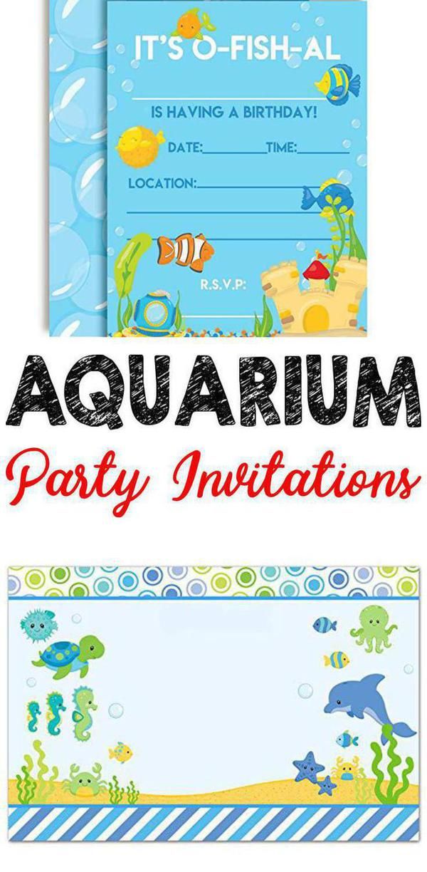 an image of a birthday party with fish and sea animals on it's card