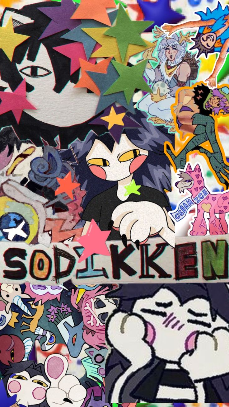 many different stickers on the back of a cell phone case that says soki kien