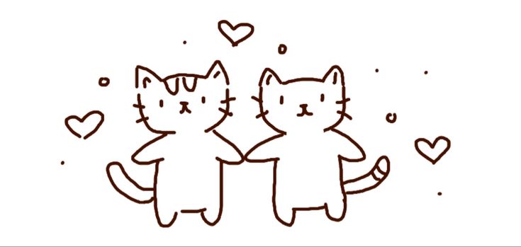 doodle of two cats holding hands with hearts and stars around them Cute Doodles Of Couples, Cute Sketches Couples, Two Cats In Love Aesthetic, Cute Drawing Couple Aesthetic, Cute Cats In Love Drawing, Cute Cat Couple Aesthetic, Cat Couples Cute, Cute Aesthetic Love Drawings, Loving Cats Drawing