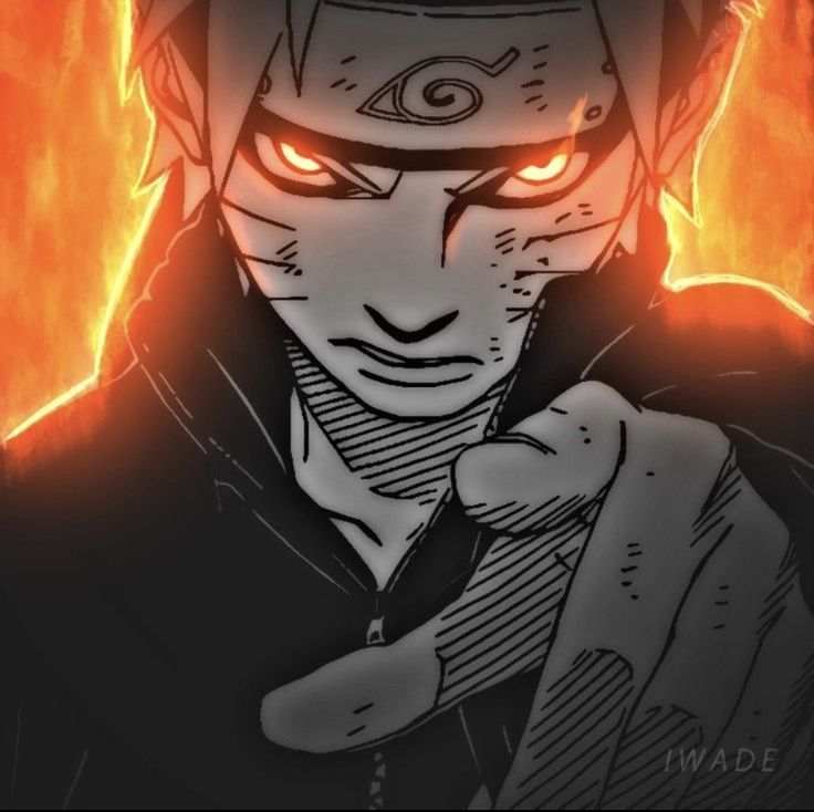 an anime character with red eyes pointing his finger at something in front of him on fire