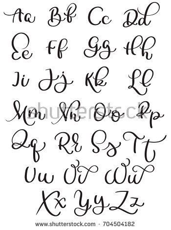 handwritten cursive alphabet with capital letters