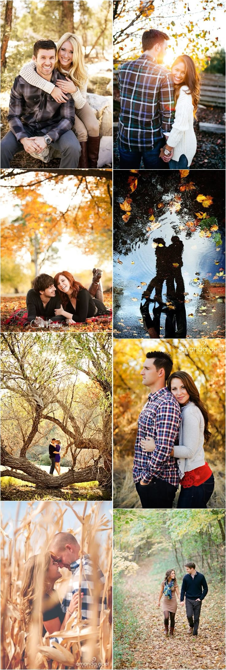 a collage of photos with people and trees in the background, all showing different colors