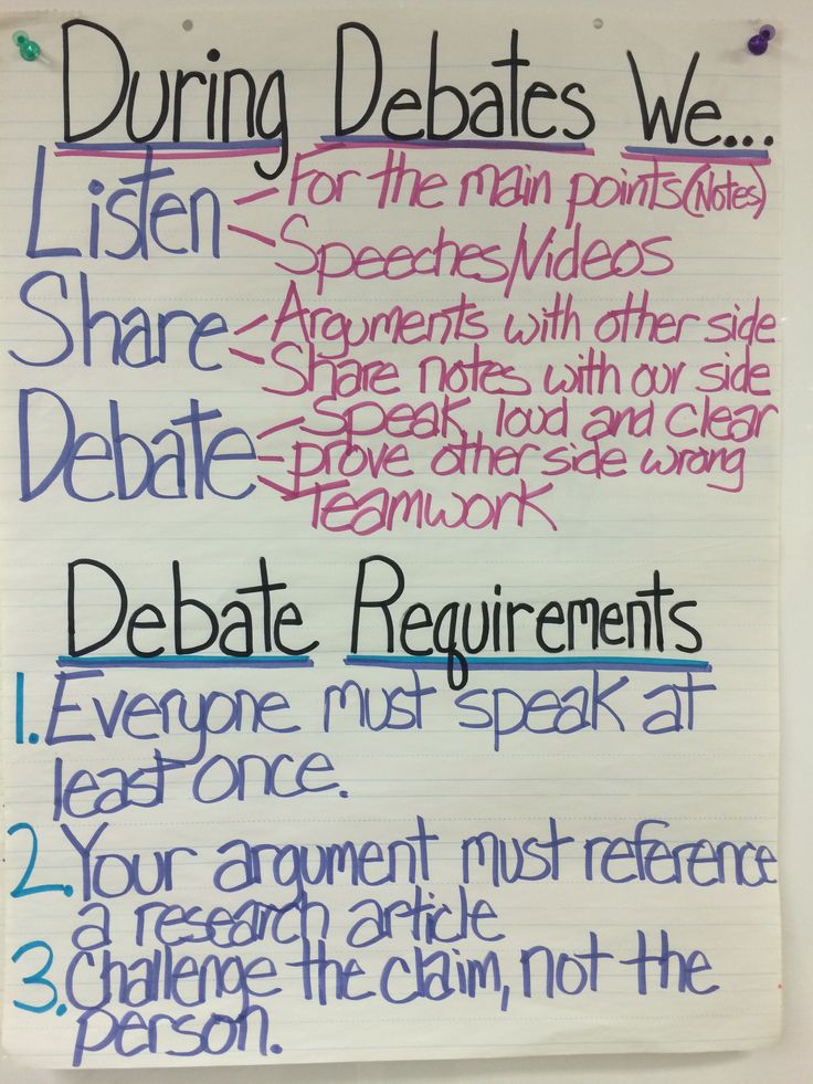 a sign with writing on it that says during debates we listen for the main points