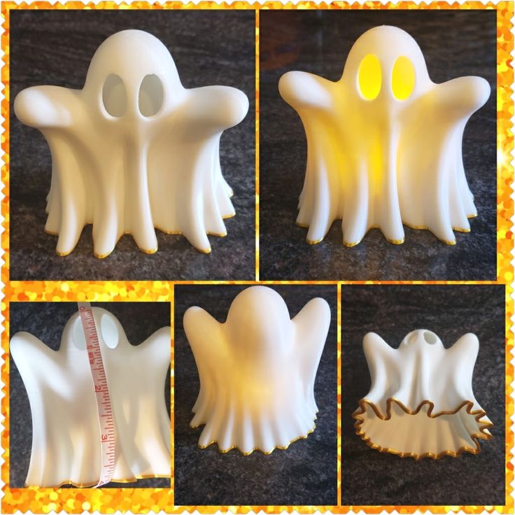 there are four different pictures of ghost candles