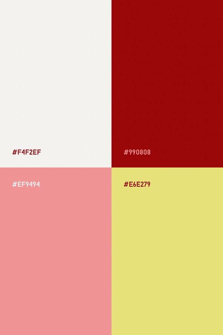 the color scheme is red, pink, yellow and white with black text on it